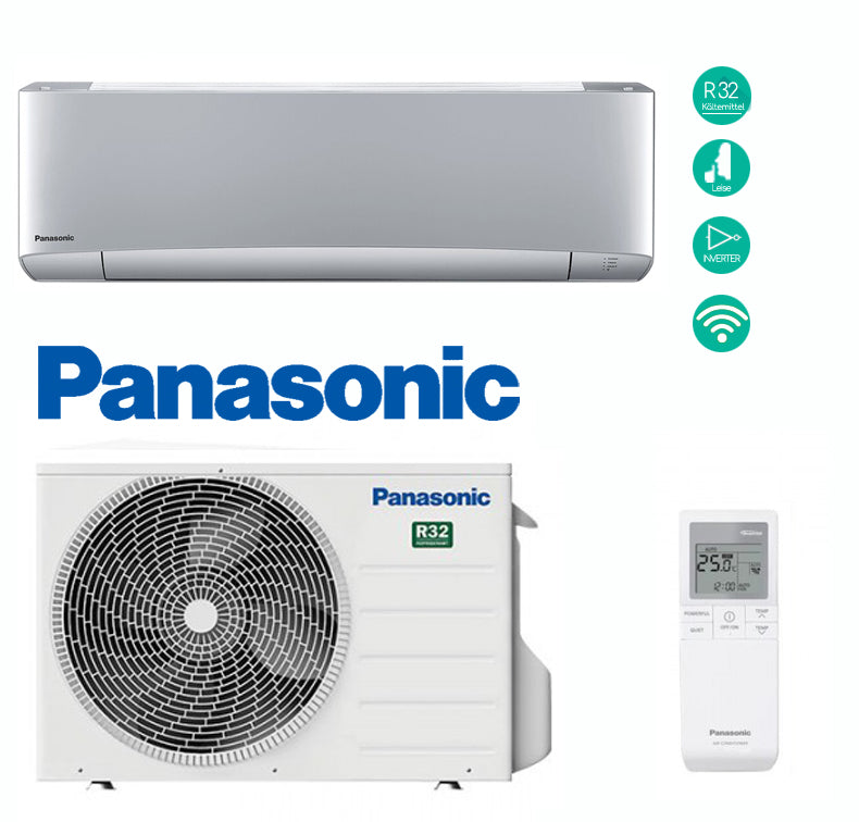 Panasonic Etherea Silber CS-XZ-XKEW / CU-Z-XKE Klimaanlage Single / Klimageraet / Klimaanlage Wohnen / Innengeraet / Aussengeraet / kühlen / heizen / Wifi / hochwertig silber